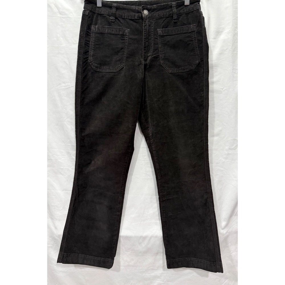 Free People Black Corduroy High Rise Patch Pocket Straight Leg Pants 12